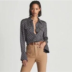 Reiss Lola Aztec Button Up Dress Shirt